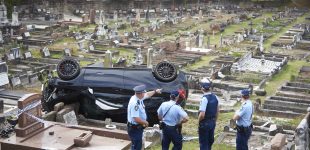 Flying car hits Sydney cemetery